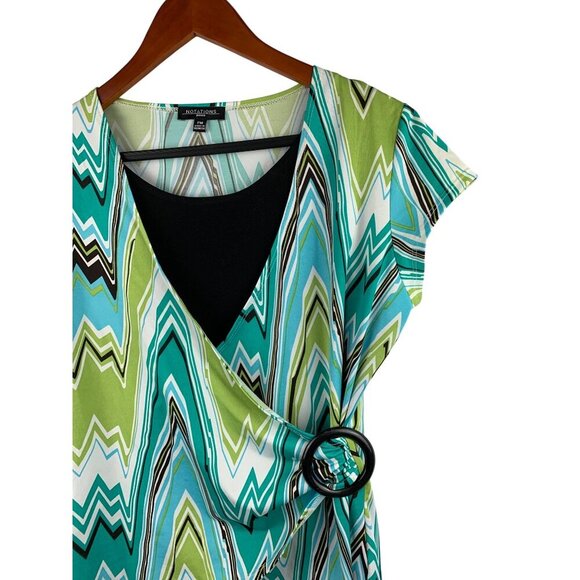 Notations Womens Petite Chevron Wrap Top PM Polyester Spandex - Picture 4 of 6